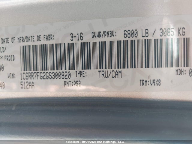1C6RR7FG2GS300820 RAM 1500
