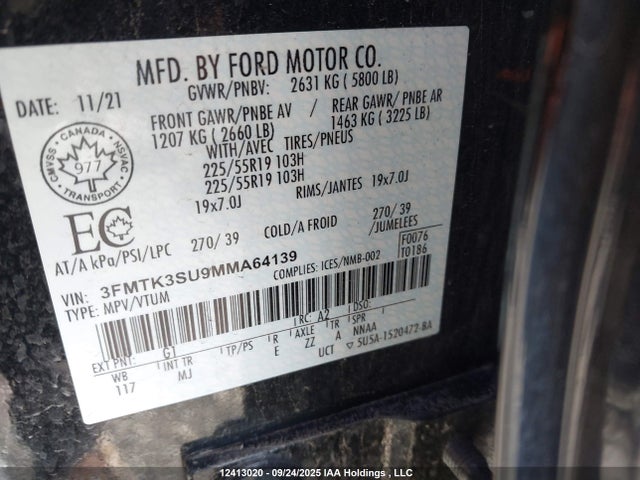 Ford 2021 2021 3FMTK3SU9MMA64139 Image 9