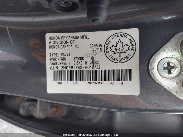 Honda r18z1 2015 2HGFB2F4XFH048752 Image 19