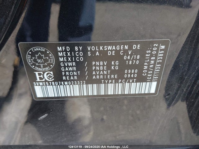3VWE57BU7KM023322 Volkswagen 1.8 tsi