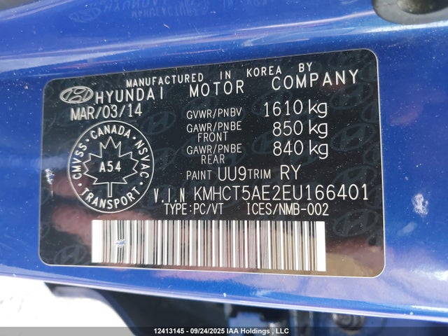 Hyundai dohc gdi gamma 2014 KMHCT5AE2EU166401 Image 9