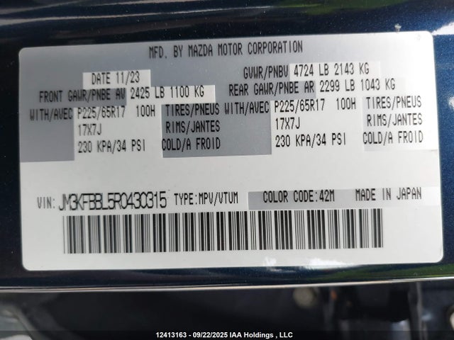 JM3KFBBL5R0430315 Mazda py