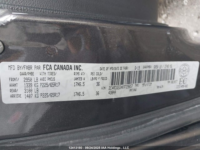 2C4RDGEGXKR729657 Dodge 2019