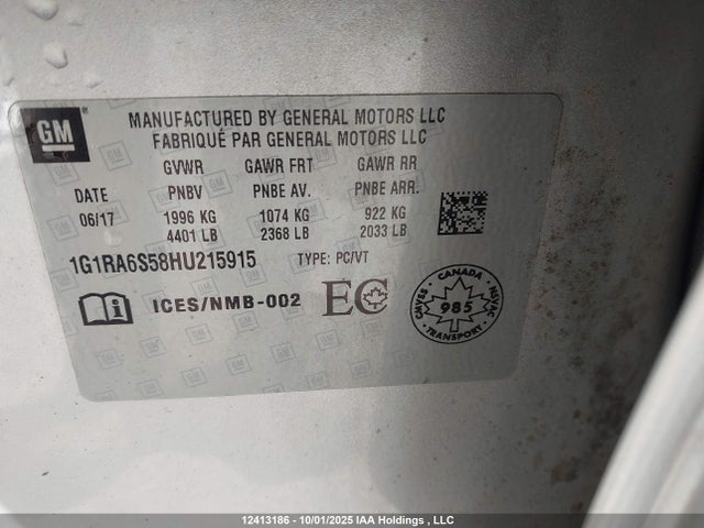 1G1RA6S58HU215915 Chevrolet l3a - di: direct injectio, vvt: variable valve timing, hybrid, gen 1