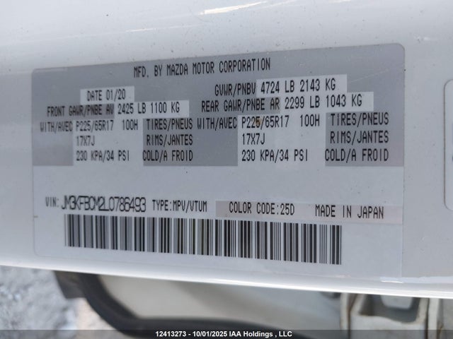 Mazda py cylinder deactivation 2020 JM3KFBCM2L0786493 Image 9
