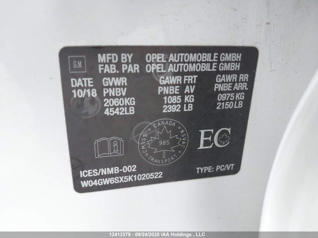 Buick ltg - spark ignited direct injection, variable valve timing, e85 max 2019 W04GW6SX5K1020522 Image 18