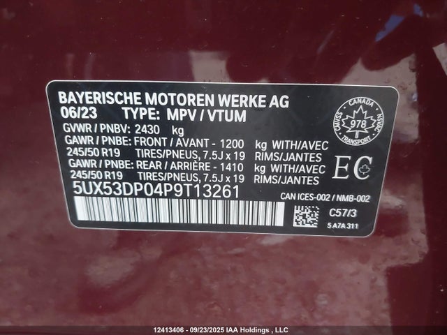 5UX53DP04P9T13261 BMW X3