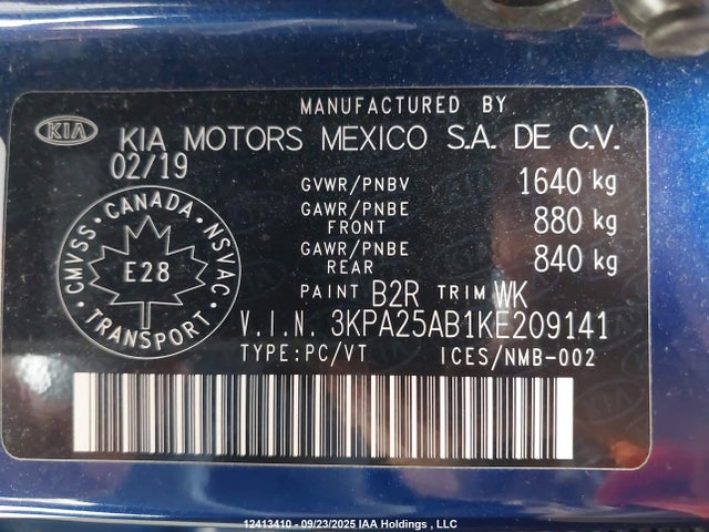 3KPA25AB1KE209141 KIA Rio