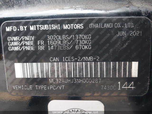 ML32AUHJ3NH000287 Mitsubishi mivec