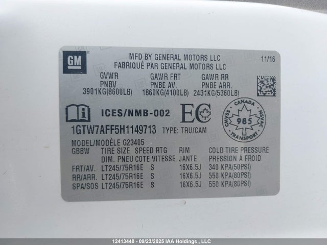 1GTW7AFF5H1149713 GMC l20- flexible fuel engine, iron