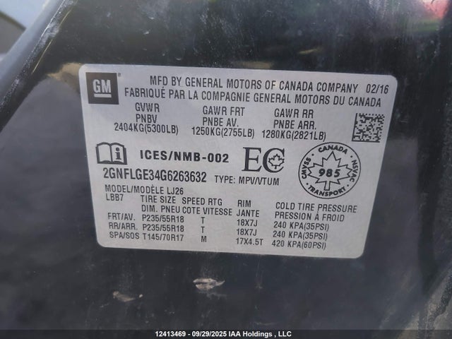 Chevrolet lfx - sidi, vvt, e85 max, aluminum 2016 2GNFLGE34G6263632 Image 9