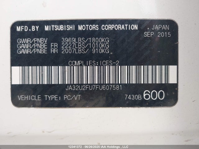 JA32U2FU7FU607581 Mitsubishi dohc mivec