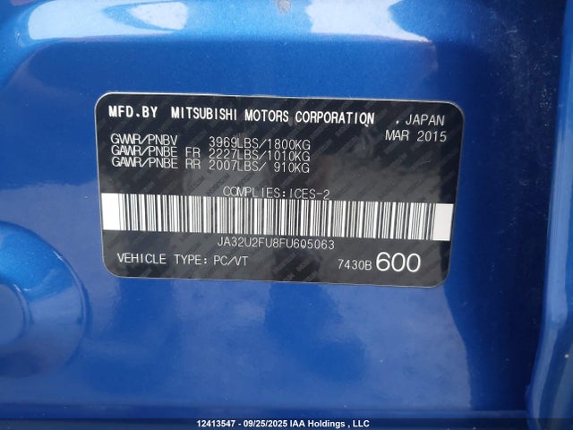Mitsubishi dohc mivec 2015 JA32U2FU8FU605063 Image 9
