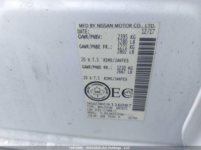 5N1AZ2MH5JN116087 Nissan 2018