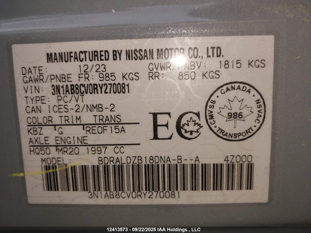 3N1AB8CV0RY270081 Nissan 2024