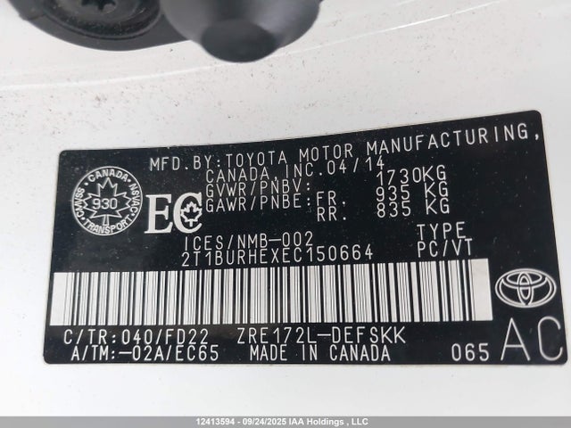 Toyota 2zr-fe 2014 2T1BURHEXEC150664 Image 19