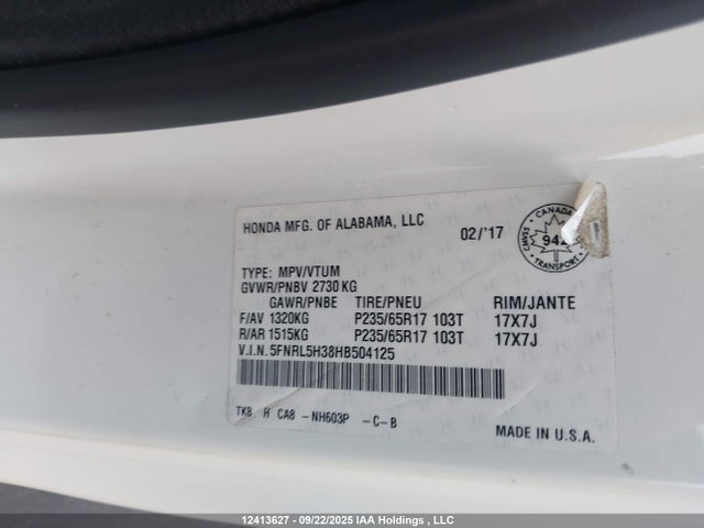 5FNRL5H38HB504125 Honda j35z8
