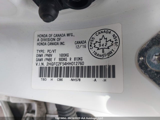 Honda k20c2 2017 2HGFC2F54HH012760 Image 9