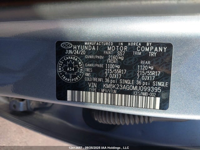 KM8K23AG0MU099395 Hyundai 2021