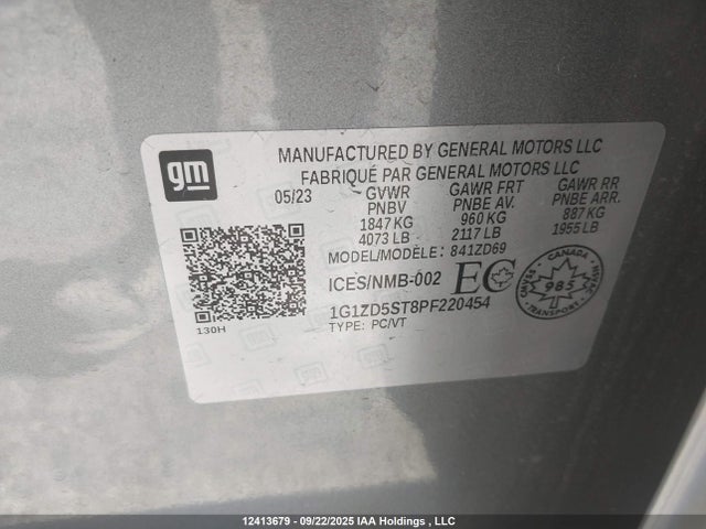 1G1ZD5ST8PF220454 Chevrolet lfv