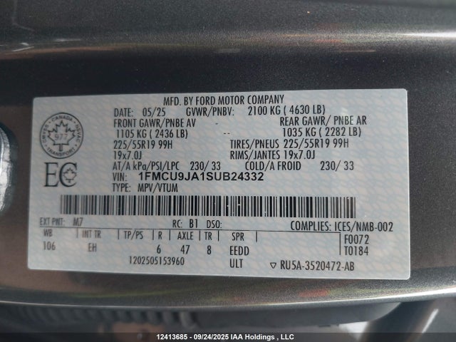 Ford gtdi a 2025 1FMCU9JA1SUB24332 Image 9