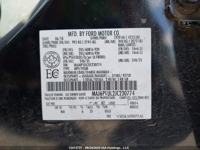 MAJ6P1UL2JC230774 Ford 2018