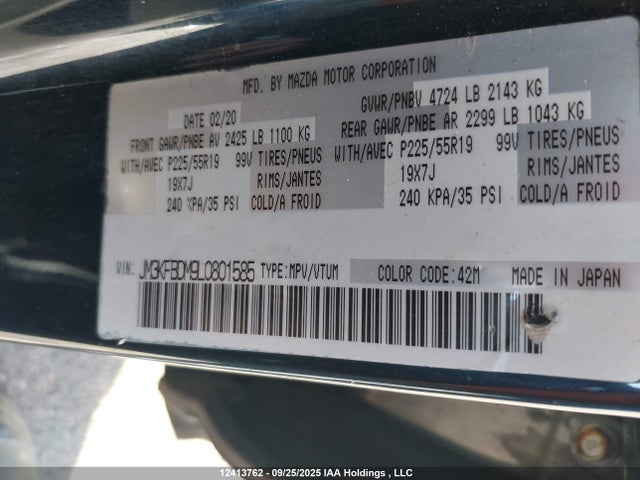 Mazda py cylinder deactivation 2020 JM3KFBDM9L0801585 Image 9