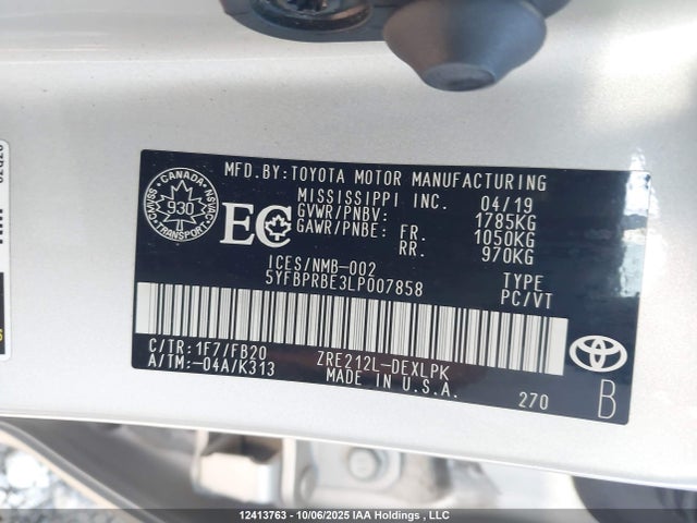 Toyota 2zr-fae 2020 5YFBPRBE3LP007858 Image 9