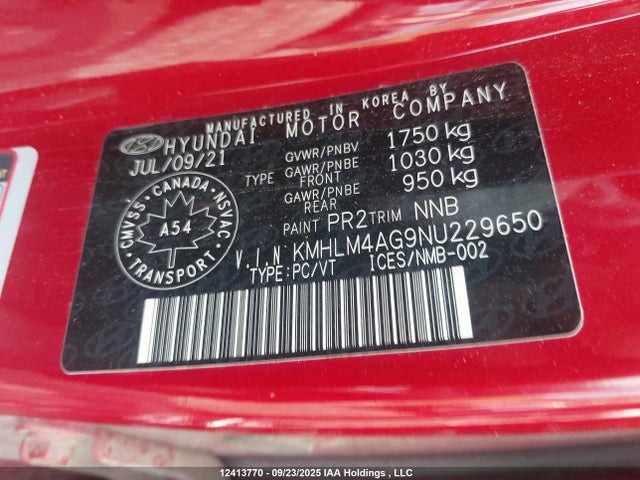 KMHLM4AG9NU229650 Hyundai mpi nu pe