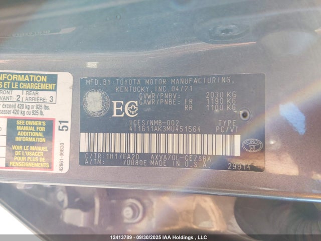 4T1G11AK3MU451564 Toyota a25a-fks