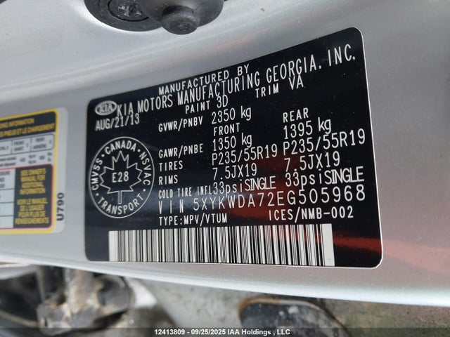 5XYKWDA72EG505968 KIA gasoline 3.3 v6 gdi lambda ii