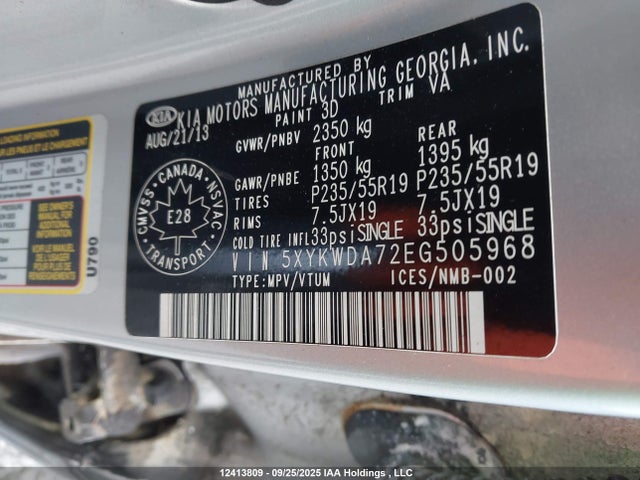 5XYKWDA72EG505968 KIA gasoline 3.3 v6 gdi lambda ii