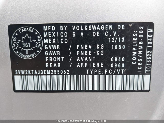 Volkswagen Jetta 2014 3VW2K7AJ3EM255052 Image 9