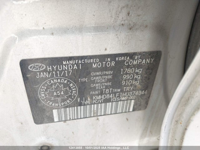 KMHD84LF1HU374344 Hyundai Elantra