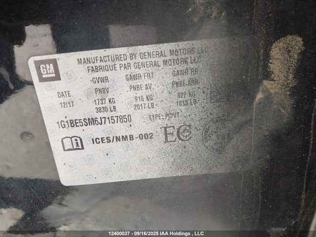 1G1BE5SM6J7157850 Chevrolet le2 -di: direct injection, vvt: variable valve timing, gen, alum