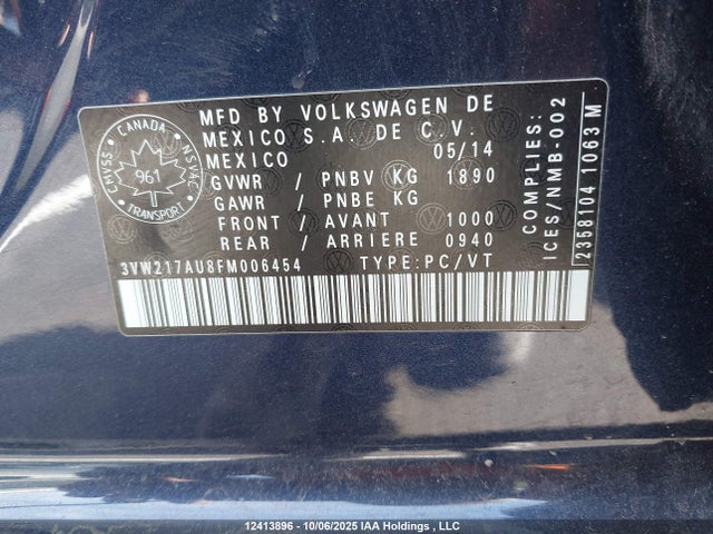 3VW217AU8FM006454 Volkswagen Golf