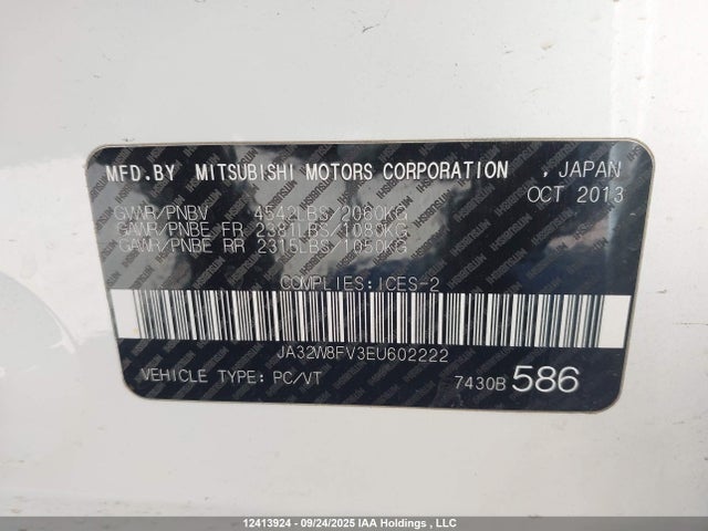 Mitsubishi LANCER EVOLUTION 2014 JA32W8FV3EU602222 Image 9