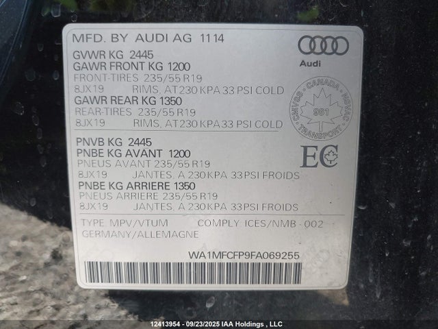 Audi 3.0t Tdi 2015 WA1MFCFP9FA069255 Image 19