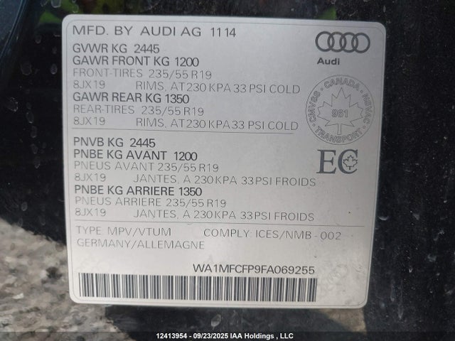 Audi 3.0t Tdi 2015 WA1MFCFP9FA069255 Image 9