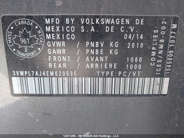 3VWPL7AJ4EM620535 Volkswagen JETTA SPORTWAGEN