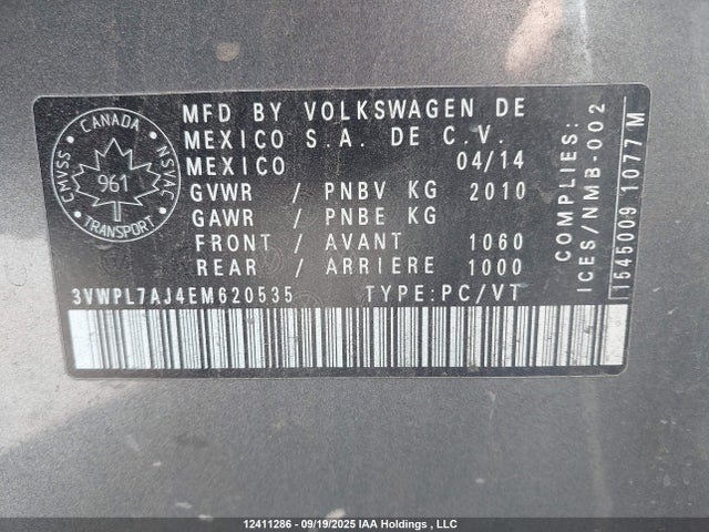3VWPL7AJ4EM620535 Volkswagen JETTA SPORTWAGEN