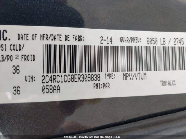 2C4RC1CG8ER309838 Chrysler Town and Country