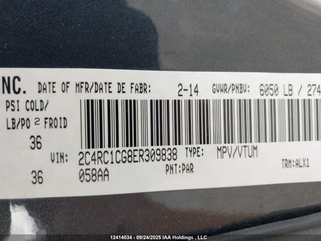 2C4RC1CG8ER309838 Chrysler Town and Country