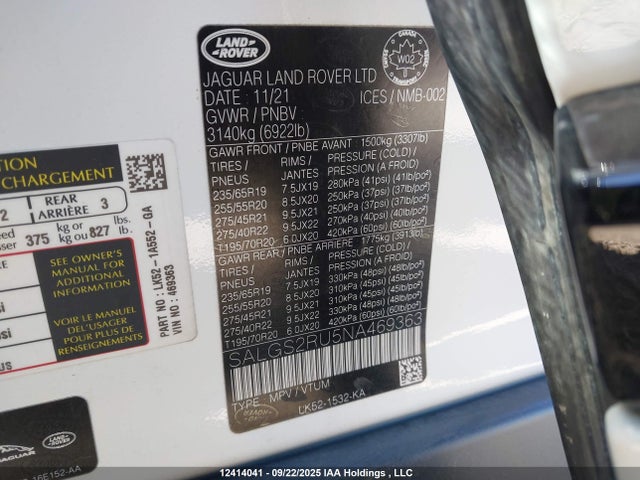 SALGS2RU5NA469363 Land Rover Range Rover P400 Westminster