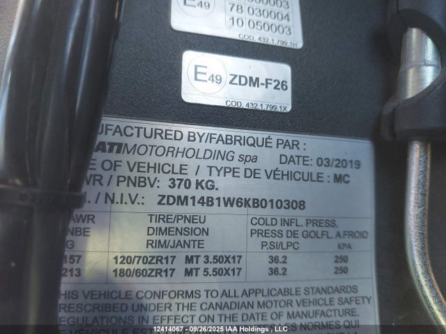 Ducati 2019 2019 ZDM14B1W6KB010308 Image 10