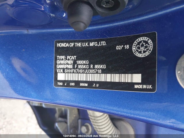 SHHFK7H91JU305718 Honda l15ba