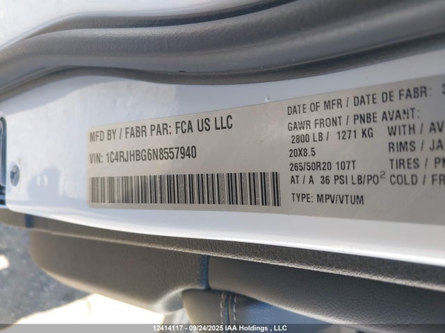1C4RJHBG6N8557940 Jeep 2022