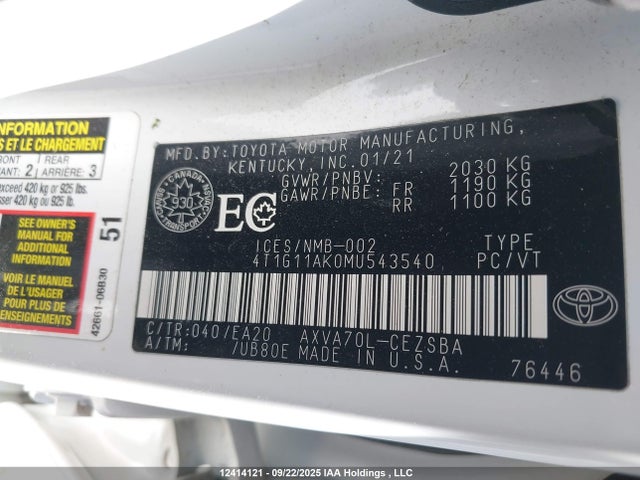 4T1G11AK0MU543540 Toyota a25a-fks