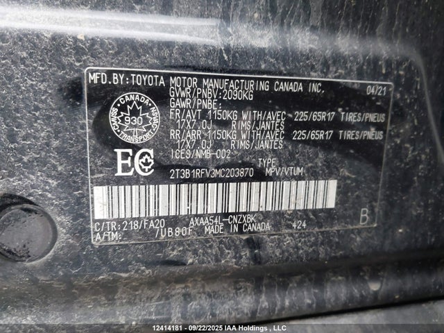 Toyota a25a-fks 2021 2T3B1RFV3MC203870 Image 9