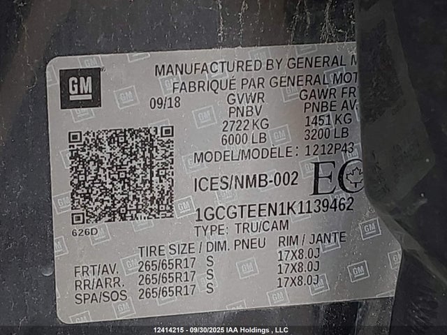 1GCGTEEN1K1139462 Chevrolet lg2 - di: direct injection, vvt: variable valve timing, alum, var2, gen2